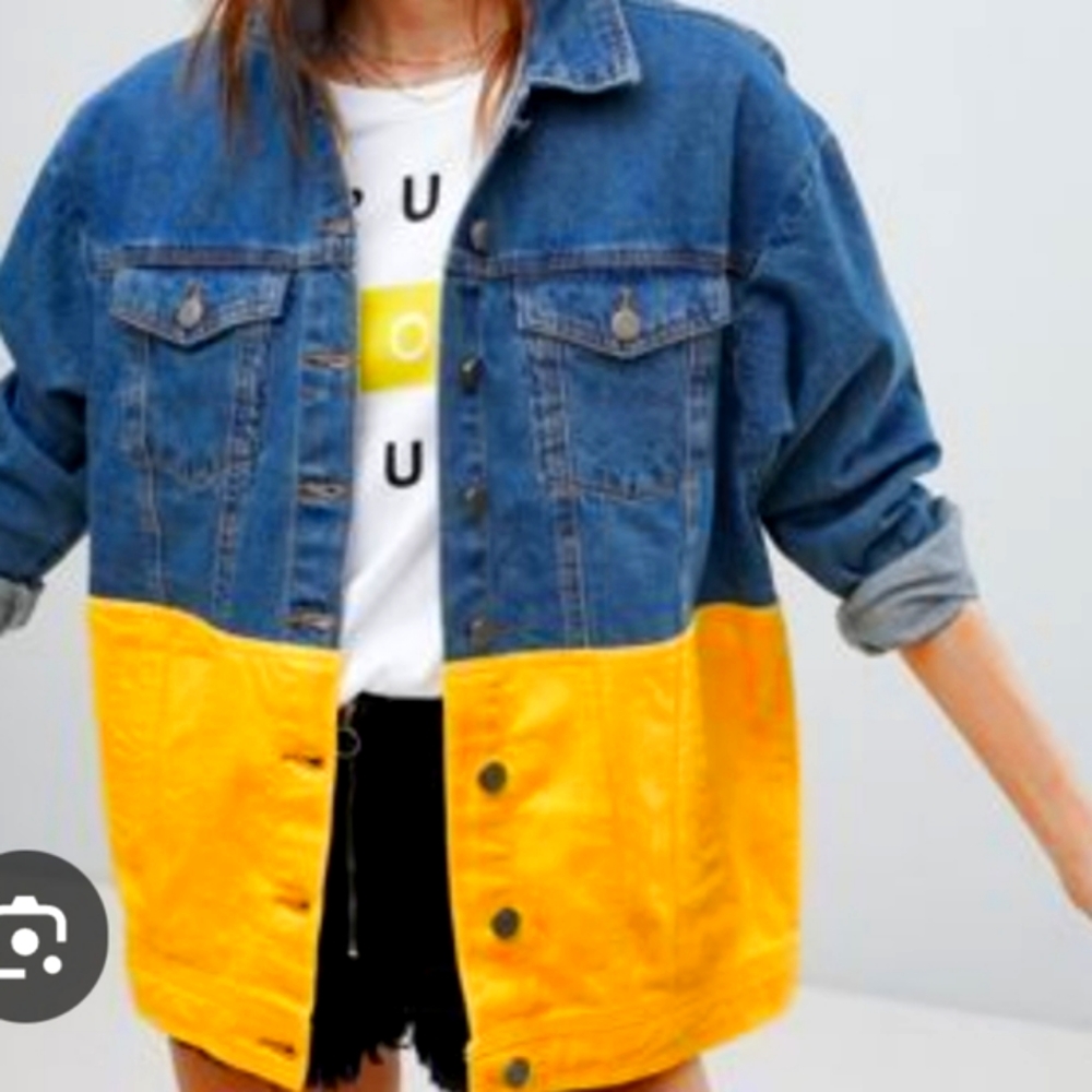 Noisy May Unisex Color Block Denim Jacket ASOS Size XS (runs large)